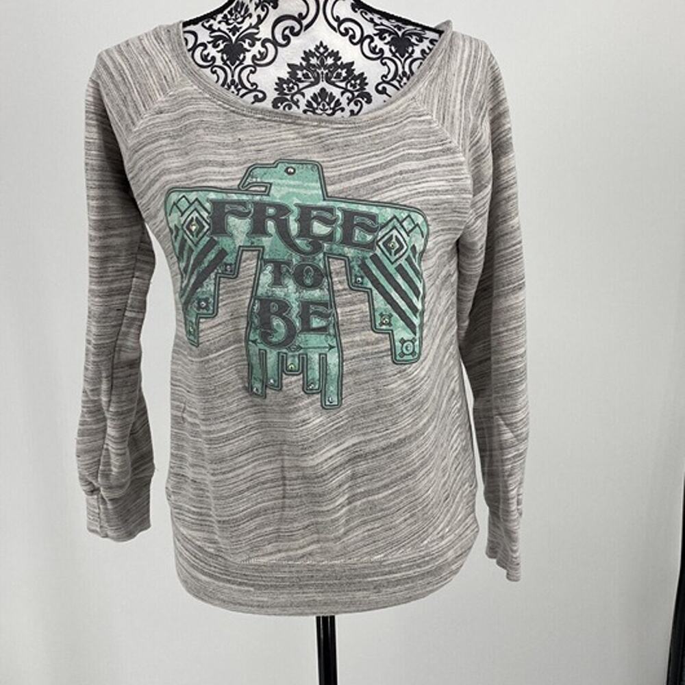 ATX Mafia Free To Be Rhinestone Eagle Wide Neck Sweatshirt. Size Medium